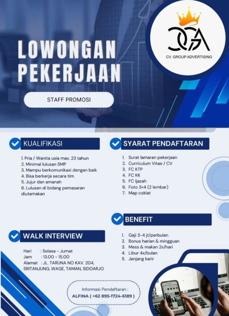 lowongan kerja staf promosi Sidoarjo