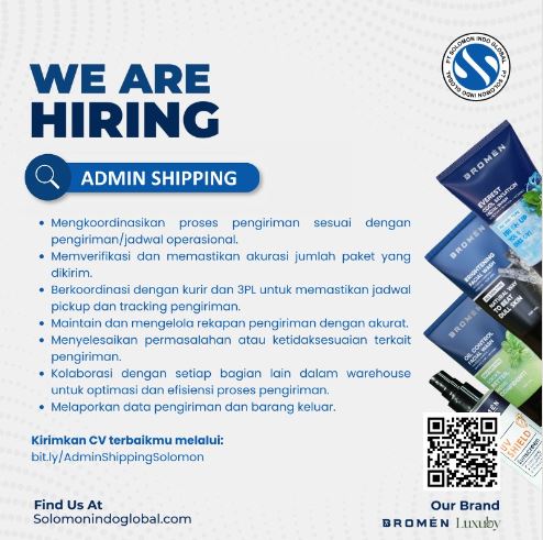 Lowongan Kerja Admin Shipping PT Solomon Indo Global Surabaya