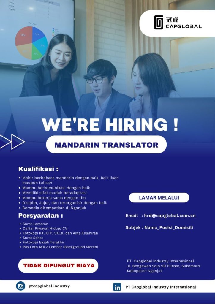 Lowongan Kerja PT Capglobal Industry Internasional Nganjuk 