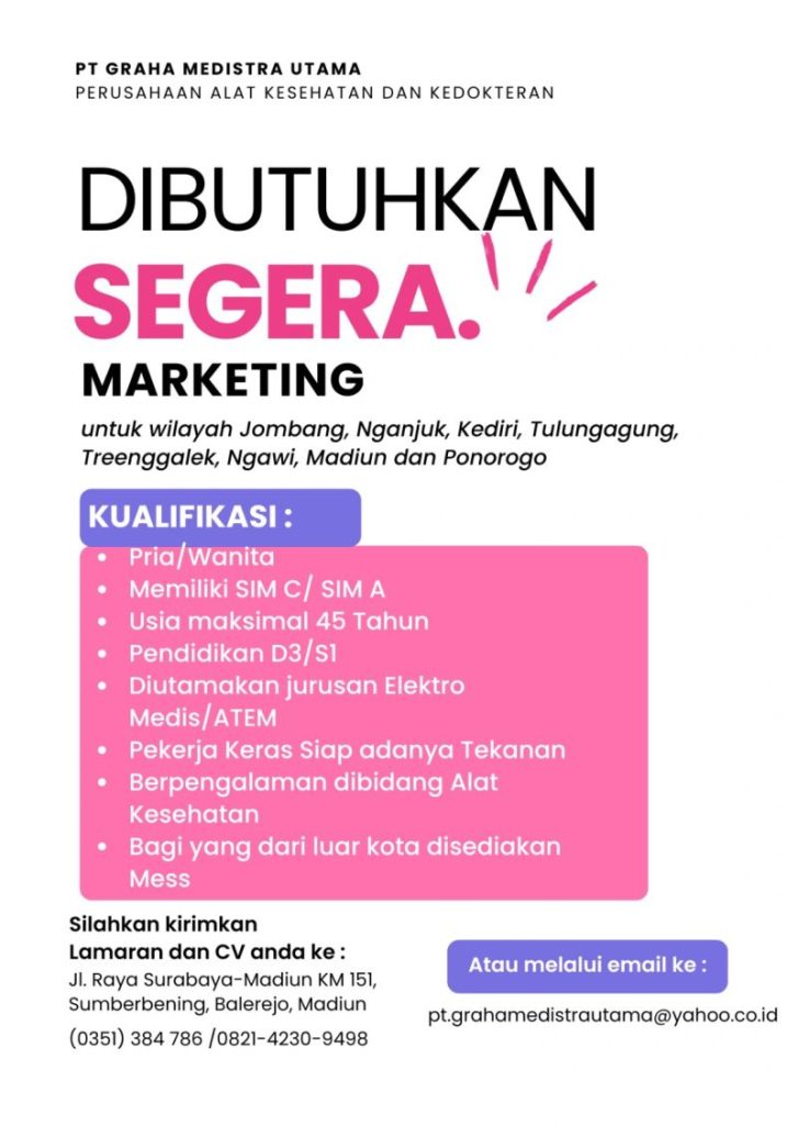 Lowongan Kerja PT Graha Medistra Utama Jawa Timur 