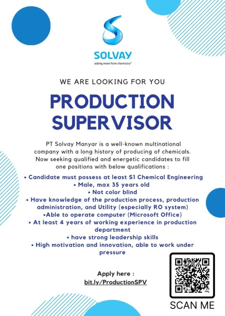 Lowongan kerja terbaru di Gresik PT Solvay Manyar