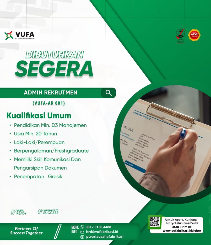 Lowongan Kerja PT Varia Usaha Fabrikasi Gresik dan Tuban