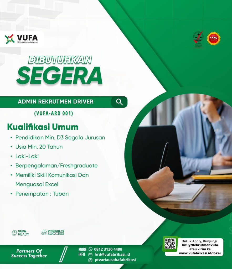 Lowongan Kerja PT Varia Usaha Fabrikasi Gresik dan Tuban