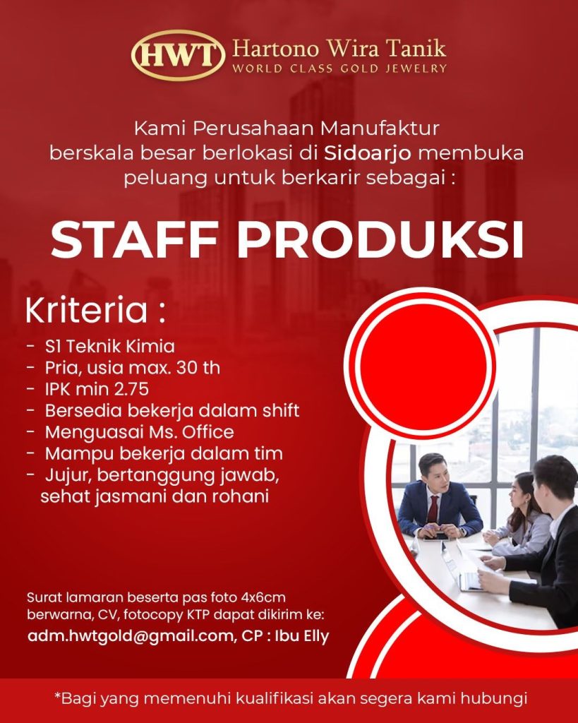 Lowongan Kerja Hartono Wira Tanik Sidoarjo