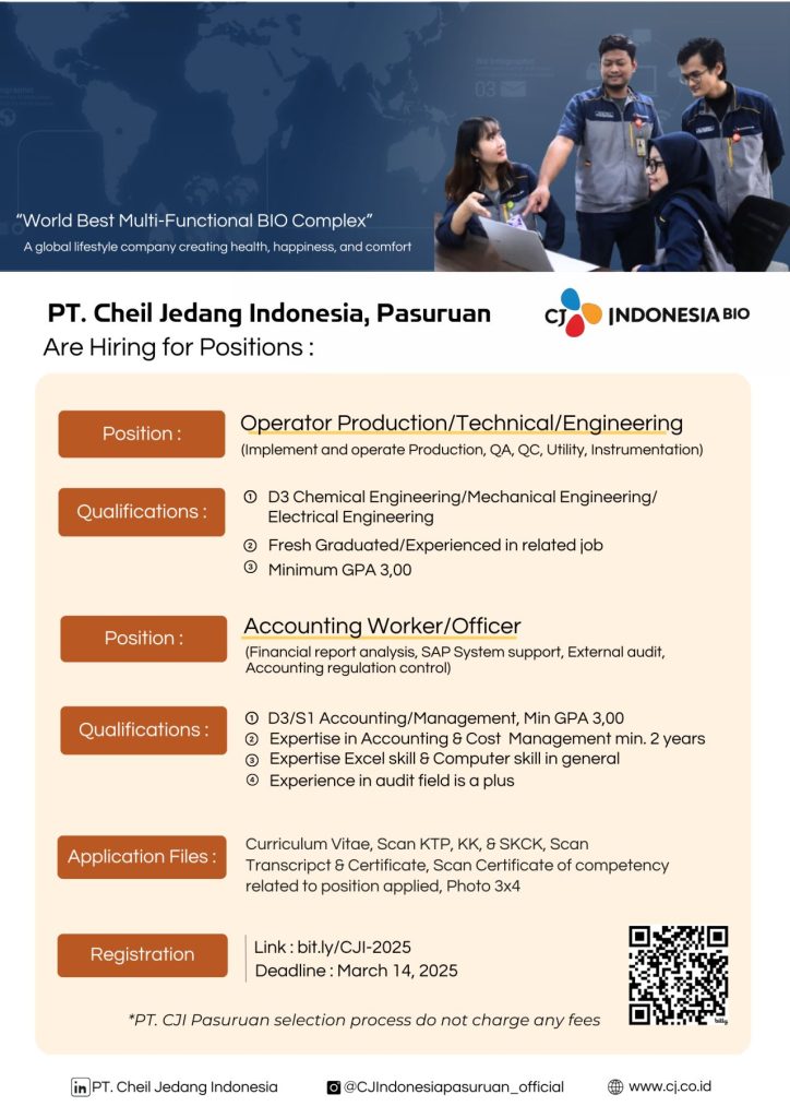 Lowongan Kerja PT Chiel Jedang Indonesia Pasuruan