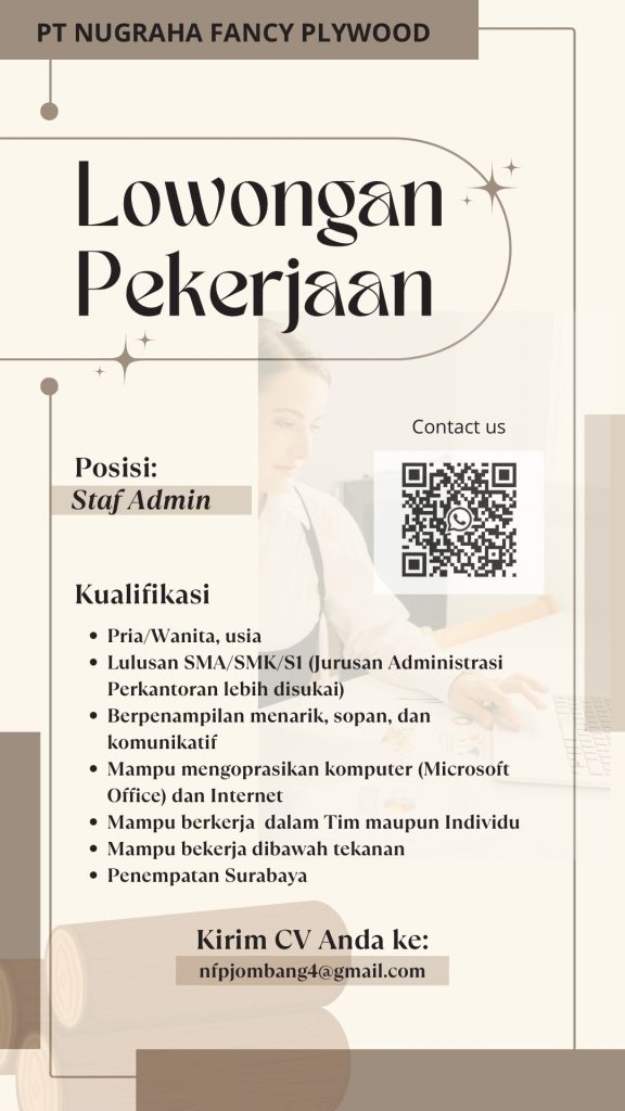 Lowongan Kerja PT Nugraha Fancy Plywood Jombang & Surabaya