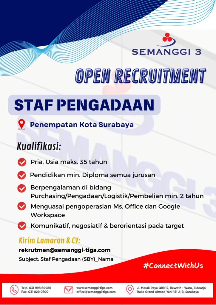 Lowongan Kerja Staf Pengadaan Outsourcing Surabaya