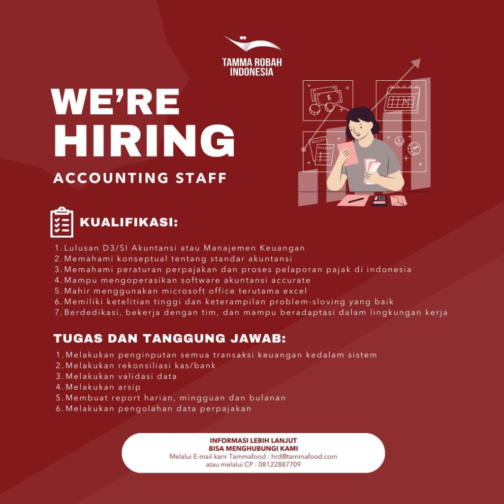 Lowongan Kerja Accounting Staff PT Tamma Robah Indonesia Surabaya