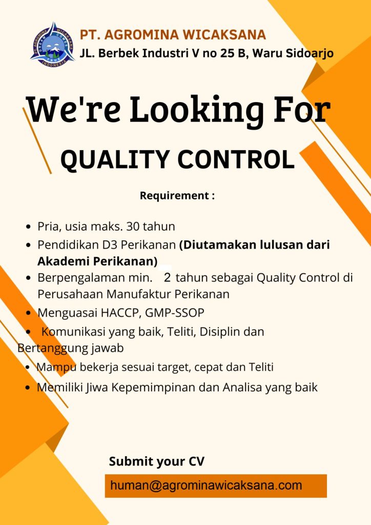 Lowongan Kerja PT Agromina Wicaksana Sidoarjo