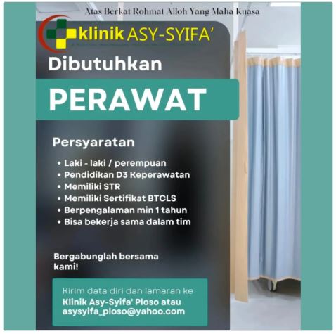 Lowongan Kerja Perawat Klinik Asy-Syifa' Kediri