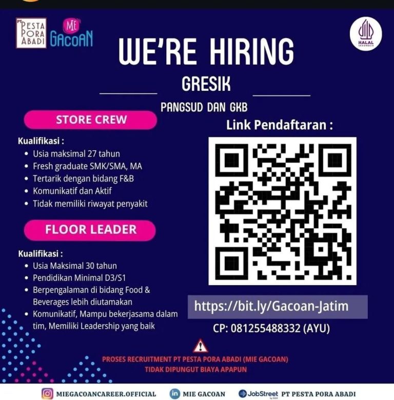 Lowongan Kerja Mie Gacoan Gresik